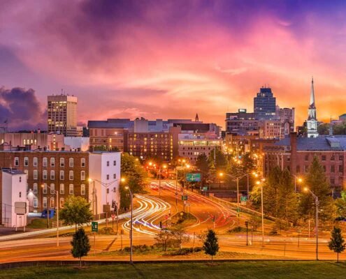 Worcester cityscape night