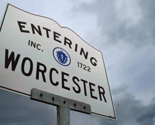 Worcester ma street sign welcome to worcester